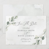 Salie Groene Botanische Rustieke Eucalyptus Schuur Save The Date (Voorkant / Achterkant)