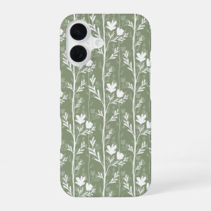 Salie Groene Botanische Stille Bloem Silhouet iPhone 16 Hoesje