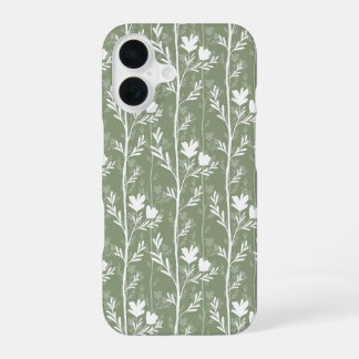 Salie Groene Botanische Stille Bloemmotief Silhoue iPhone 16 Hoesje