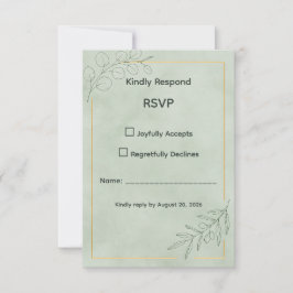 Salie Groene Botanische Trouw RSVP Kaart