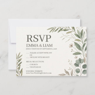Salie Groene Botanische Trouw RSVP Kaart | Elegant