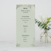 Salie Groene Botanische Trouwdag Menu (Staand voorkant)