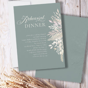 Salie Groene Botanische Trouwrepetitie Dinner Kaart