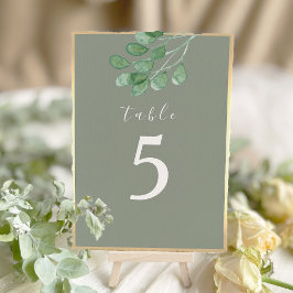Salie Groene Botanische Trouwtafel Nummer Kaart