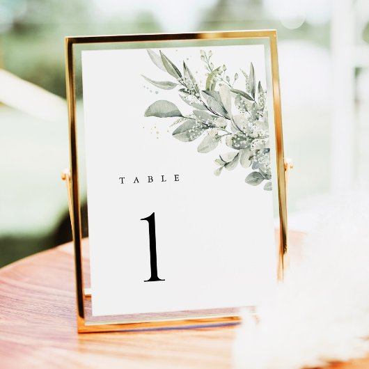 Salie Groene Botanische Trouwtafel Nummers Kaart