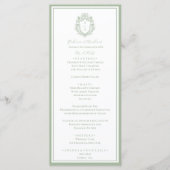 Salie Groene Botanische Wapen Monogram Trouw Menu (Voorkant)