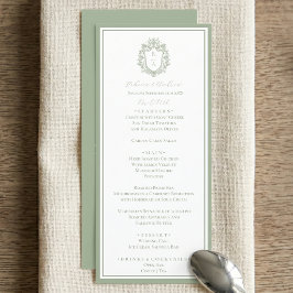 Salie Groene Botanische Wapen Monogram Trouw Menu