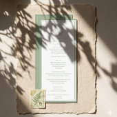 Salie Groene Botanische Wapen Monogram Trouw Menu