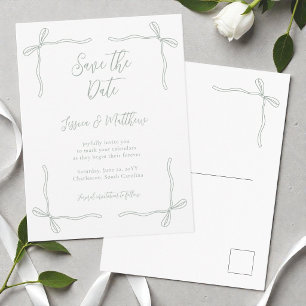 Salie Groene Bows and Vows Huwelijk Op de Hoogte B Briefkaart