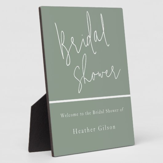 Salie groene bruidsfeest welkomstbord ingang fotoplaat (Zijkant)