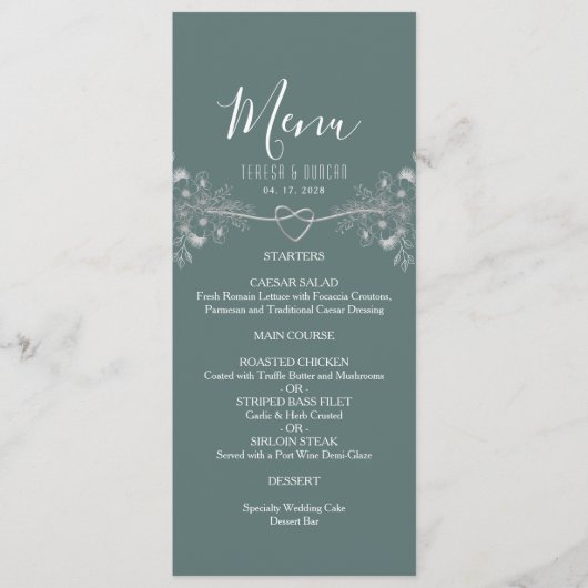 Salie Groene Bruiloft Menu (Voorkant)