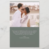 Salie groene budget bruiloft foto dank je kaarten (Achterkant)