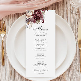 Salie Groene & Burgundy Bloem Bruiloftsmenu Menu