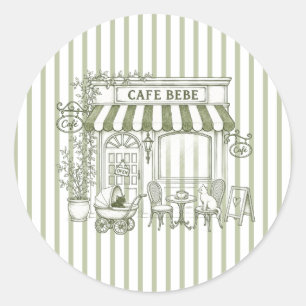 Salie Groene Cafe Bebe Kitten Baby Borrel Ronde Sticker
