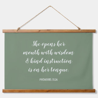 Salie Groene Calligrafie Bijbelvers Tekst Hangend Wandkleed