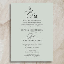 Salie Groene Calligrafie Monogram Formele Trouwdag