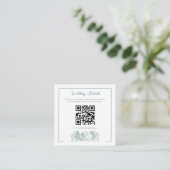 Salie Groene Calligrafie QR Code Bruiloft Informatiekaartje (Staand voorkant)