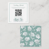 Salie Groene Calligrafie QR Code Bruiloft Informatiekaartje (Voorkant / Achterkant)