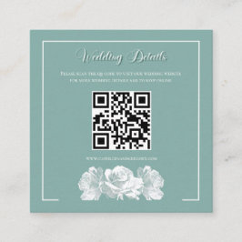 Salie Groene Calligrafie QR Info Bruiloft Informatiekaartje