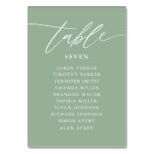 Salie Groene Calligrafie Trouw Stoelen Chart Kaart (Voorkant)