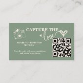 Salie Groene Capture The Love QR Code Huwelijk Informatiekaartje (Voorkant)
