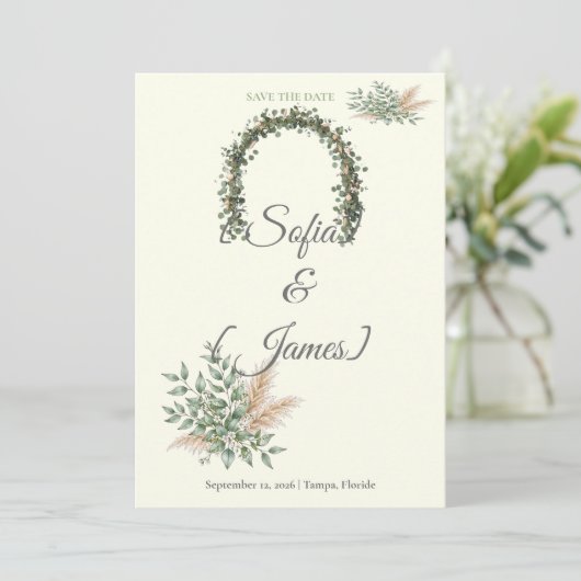 Salie Groene Champagne Boho Eucalyptus Wilde Bloem (Staand voorkant)