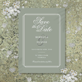 Salie Groene Chic Elegante Script Art Deco Trouwen Save The Date