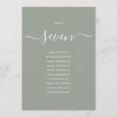 Salie Groene Chic Script Tafelnummer Zitplaatskaar (Achterkant)