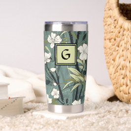 Salie groene Chinoiserie bloem wit initiaal  Geïsoleerde Drinkbeker
