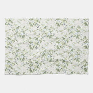 Salie Groene Chintz, Antieke Rozen Tuin Print Theedoek