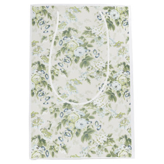 Salie groene chintz cadeautas, Engelse roos print Medium Cadeauzakje