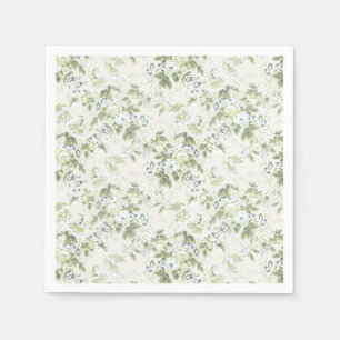 Salie groene chintz cocktail servetten, Engelse bl Servet