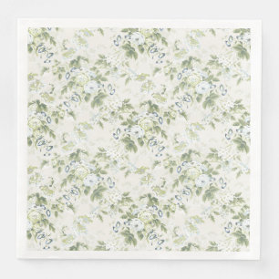 Salie groene chintz diner servetten, Roos en Blad Servet