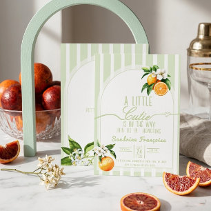 Salie groene citrus baby shower uitnodiging