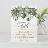 Salie Groene Coquette Rustieke Winter Bruidsuitnod Kaart (Staand voorkant)