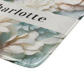 Salie groene crème bloemen naam script snijplank (Hoek)