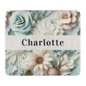 Salie groene crème bloemen naam script snijplank (Voorkant)