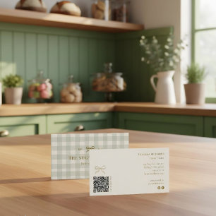 salie Groene Crème Gingham QR Bakkerij Marketing Visitekaartje