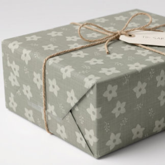 Salie Groene Crème Narcis Bloemig Cottagecore Cadeaupapier