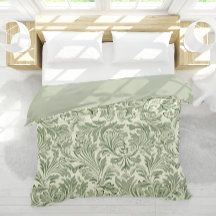 Salie Groene Damast Bloem Motief Bedding