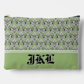 Salie groene damast gedrukt monogram etui (Voorkant)