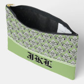 Salie groene damast gedrukt monogram etui (Open)