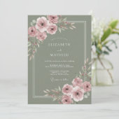 Salie Groene Delicate Zomer Bruiloft Kaart (Staand voorkant)