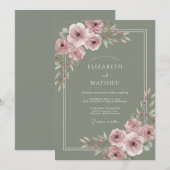 Salie Groene Delicate Zomer Bruiloft Kaart (Voorkant / Achterkant)