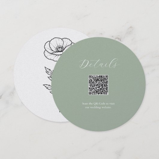 Salie Groene Details QR-codekaart Kaart (Voorkant / Achterkant)