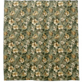 Salie Groene Douchegordijn Luxe Bloemendesign (Voorkant)