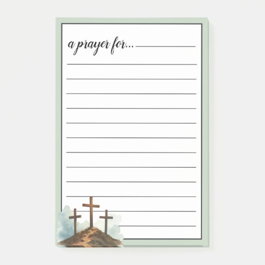Salie Groene Drie Kruizen Oorlogs Kamer Gebed Post-it® Notes (Voorkant)