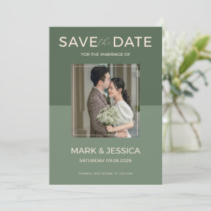 Salie groene dubbele geluk Huwelijk Save The Date