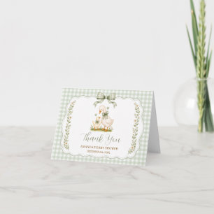 Salie Groene Dwaas Gans Babyshower Neutraal Vouwka Bedankkaart