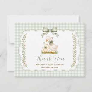 Salie Groene Dwaas Gans Babyshower Neutrale Bloeme Bedankkaart